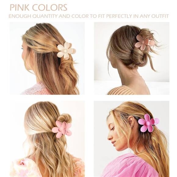 Large Hair Claw Clips 12 Pack, Flower Hair Clips for Thin Hair, Big Square main image 7